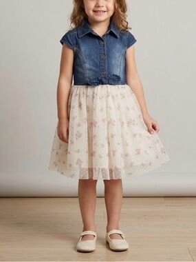 Zunie Girls Dress Denim Top & Floral Tulle Bottom